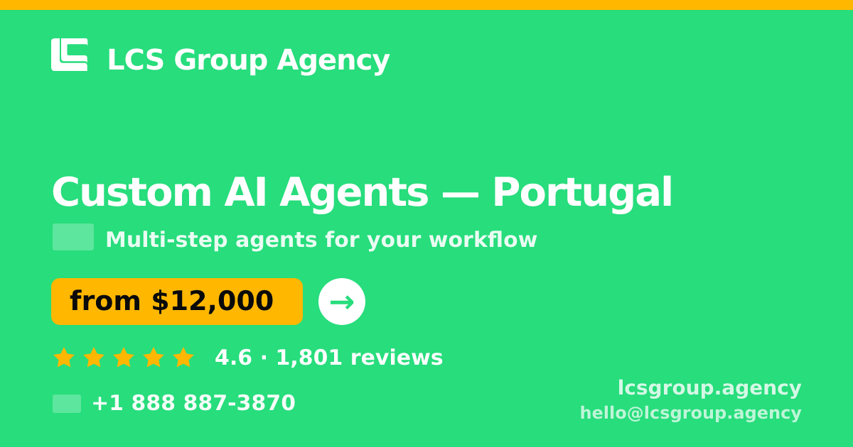 Custom AI Agents in Braga — from $12,000, rated 4.7/5 by 1677 clients. LCS Group Agency.