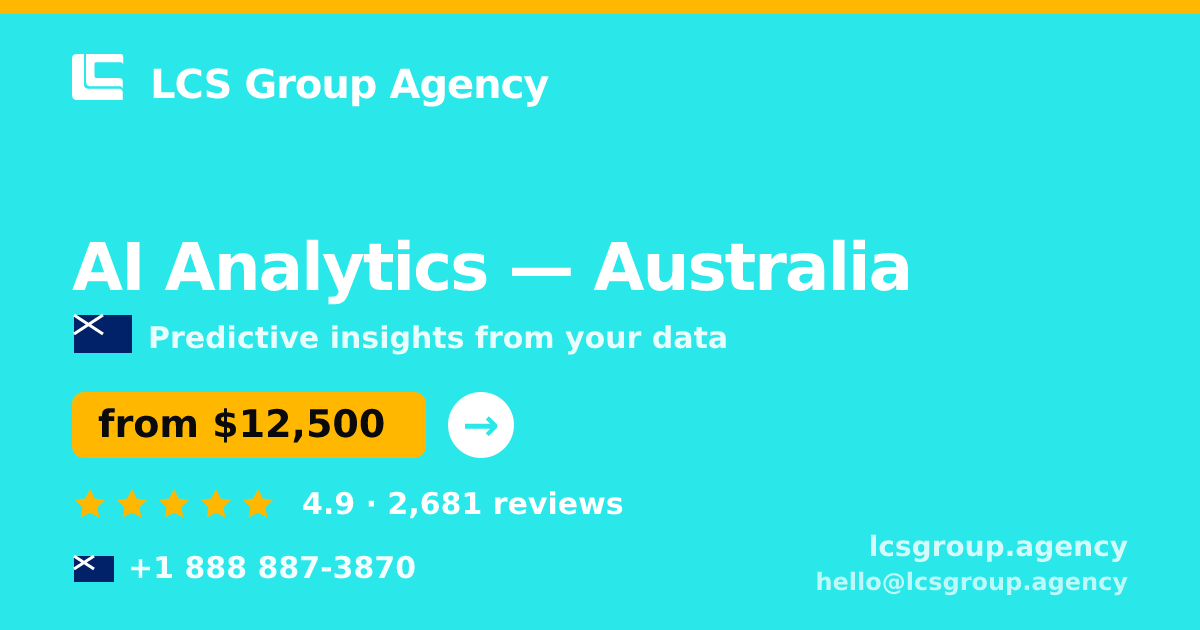 AI Analytics in Australia — from $12,500, rated 4.9/5 by 2681 clients. LCS Group Agency.