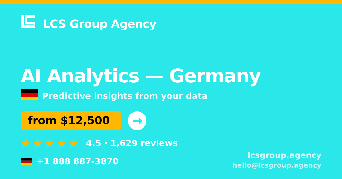 AI Analytics in Germany — from $12,500, rated 4.5/5 by 1629 clients. LCS Group Agency.