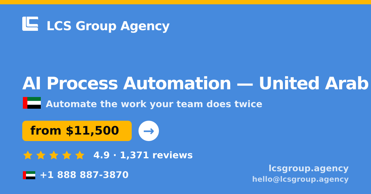 AI Process Automation in United Arab Emirates — from $11,500, rated 4.9/5 by 1371 clients. LCS Group Agency.
