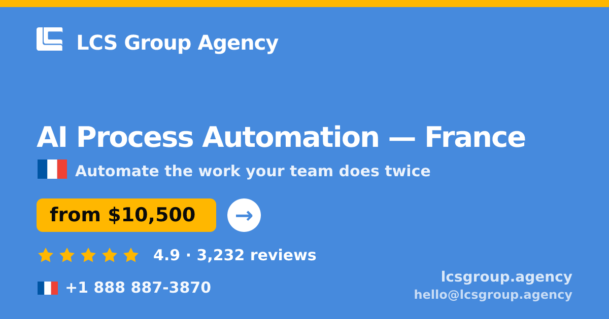 AI Process Automation in France — from $10,500, rated 4.9/5 by 3232 clients. LCS Group Agency.