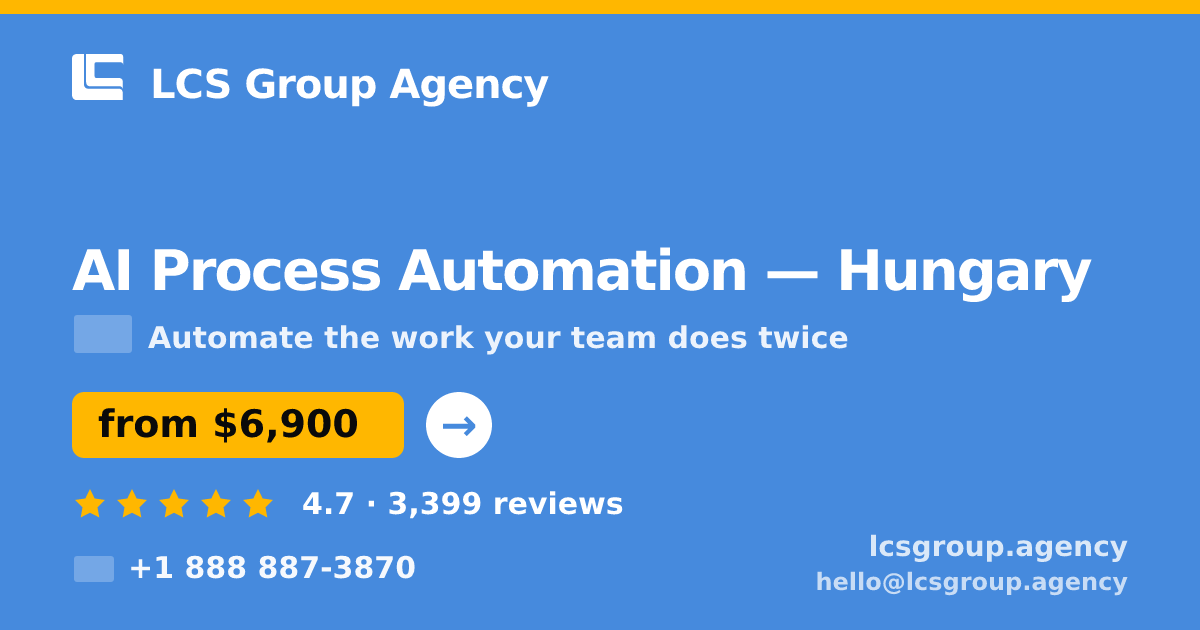 AI Process Automation in Hungary — from $6,900, rated 4.7/5 by 3399 clients. LCS Group Agency.