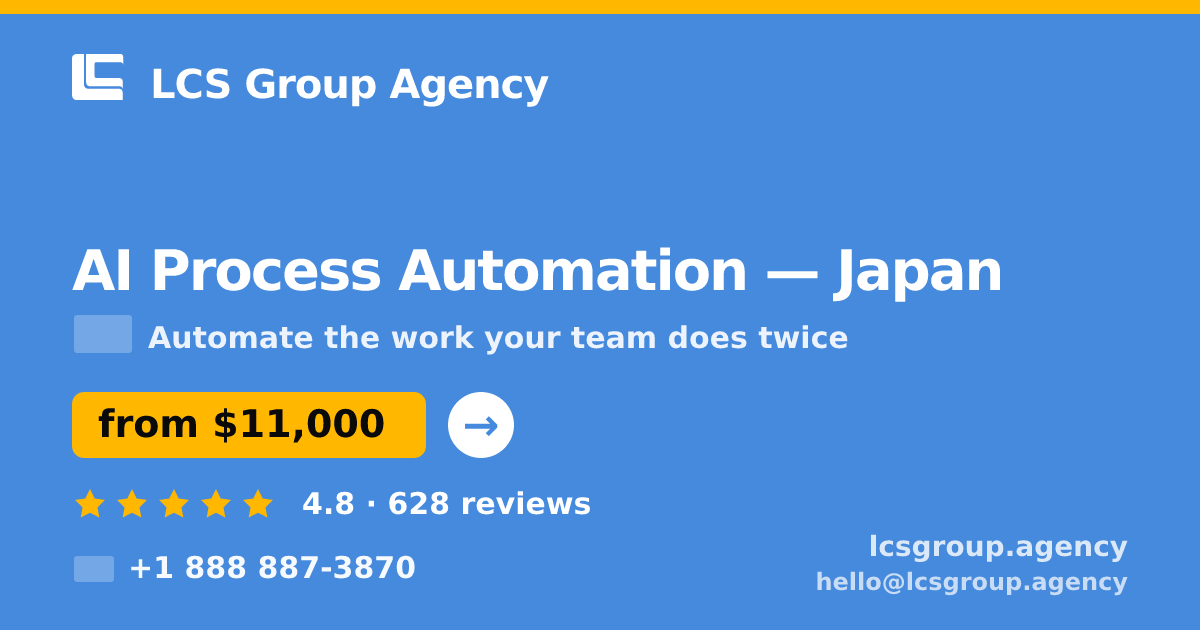 AI Process Automation in Japan — from $11,000, rated 4.8/5 by 628 clients. LCS Group Agency.