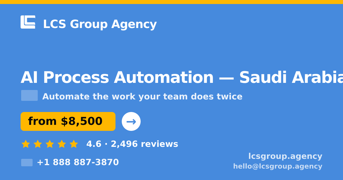AI Process Automation in Saudi Arabia — from $8,500, rated 4.6/5 by 2496 clients. LCS Group Agency.