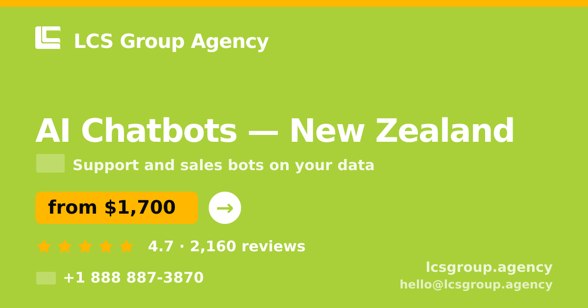 AI Chatbots in Christchurch — from $2,100/mo, rated 4.5/5 by 3050 clients. LCS Group Agency.