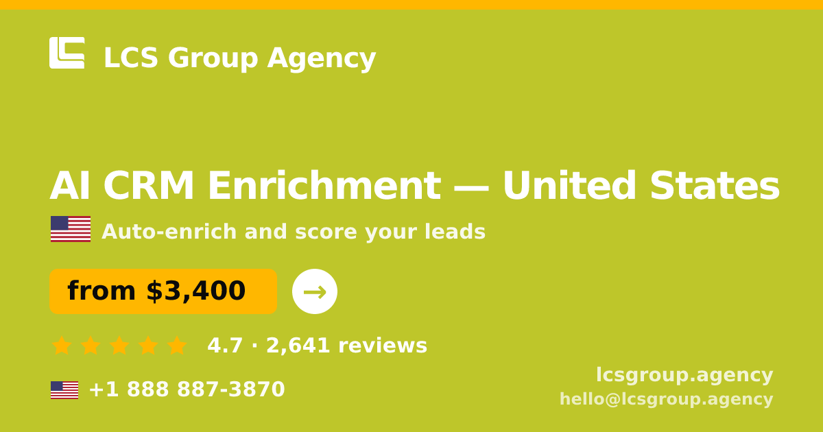 AI CRM Enrichment in Seattle — from $3,100/mo, rated 4.8/5 by 1538 clients. LCS Group Agency.