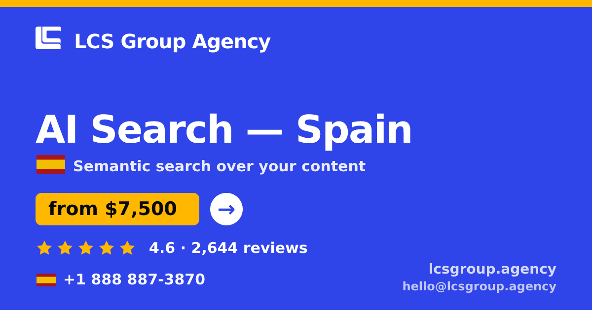 AI Search in Spain — from $7,500, rated 4.6/5 by 2644 clients. LCS Group Agency.