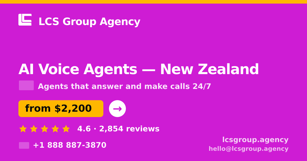AI Voice Agents in Christchurch — from $2,300/mo, rated 4.9/5 by 1781 clients. LCS Group Agency.