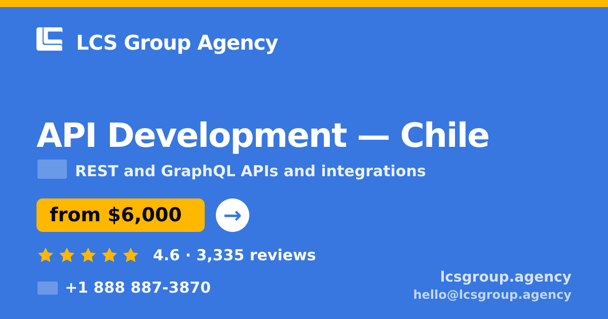 API Development in Chile — from $6,000, rated 4.6/5 by 3335 clients. LCS Group Agency.