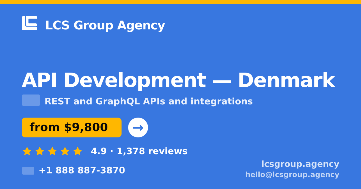 API Development in Denmark — from $9,800, rated 4.9/5 by 1378 clients. LCS Group Agency.
