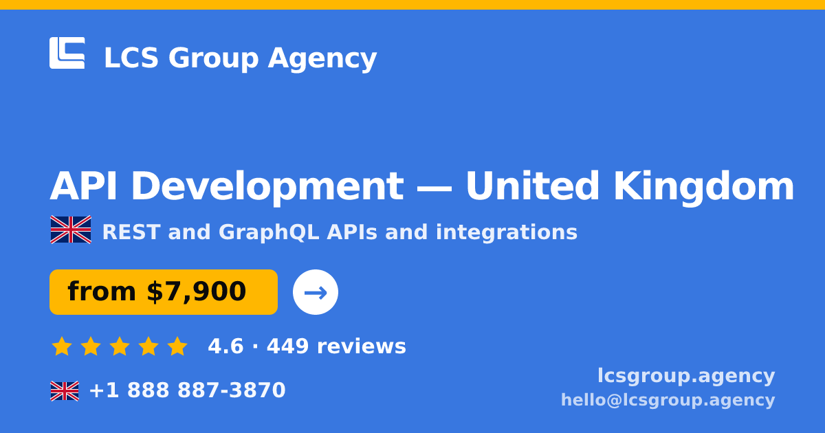 API Development in Glasgow — from $7,800, rated 4.7/5 by 2850 clients. LCS Group Agency.