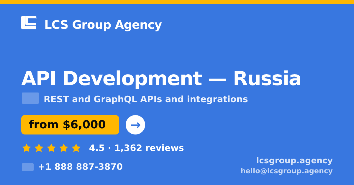 API Development in Russia — from $6,000, rated 4.5/5 by 1362 clients. LCS Group Agency.