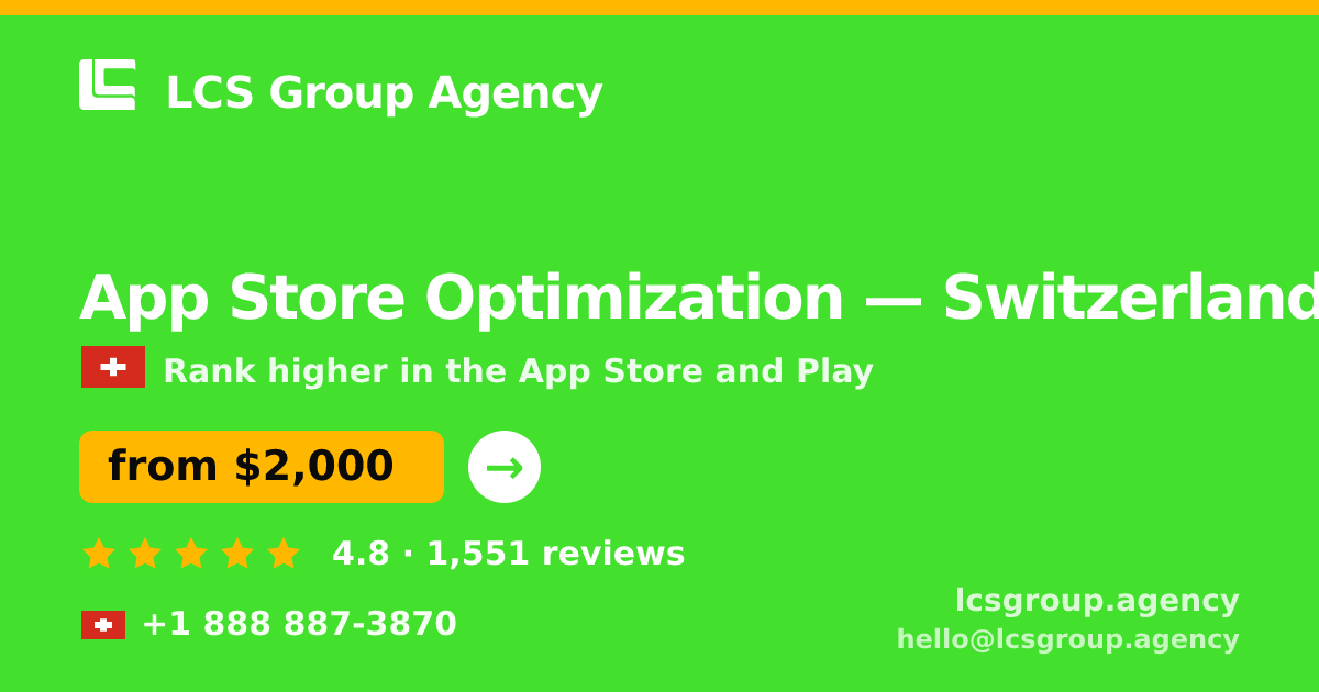 App Store Optimization in Basel — from $2,400/mo, rated 5/5 by 1156 clients. LCS Group Agency.