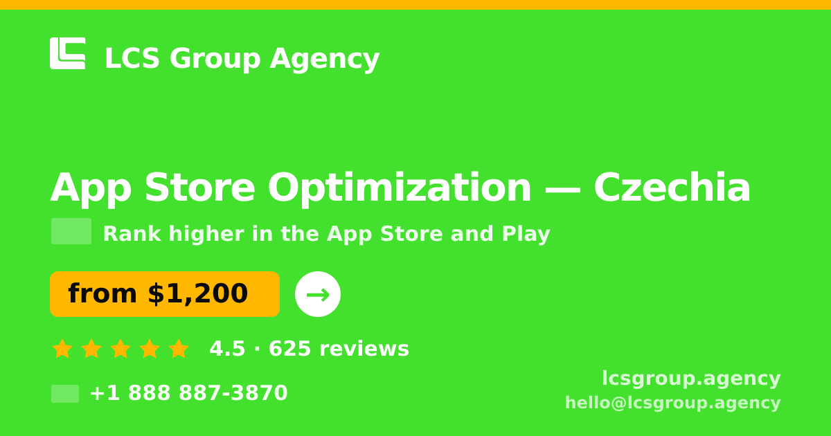 App Store Optimization in Czechia — from $1,200/mo, rated 4.5/5 by 625 clients. LCS Group Agency.