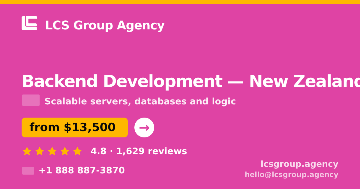 Backend Development in Christchurch — from $12,000, rated 4.8/5 by 1018 clients. LCS Group Agency.