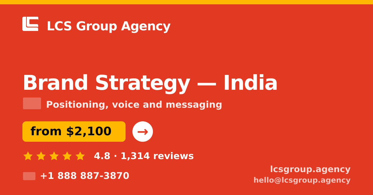 Brand Strategy in Chennai — from $1,500, rated 4.9/5 by 3128 clients. LCS Group Agency.