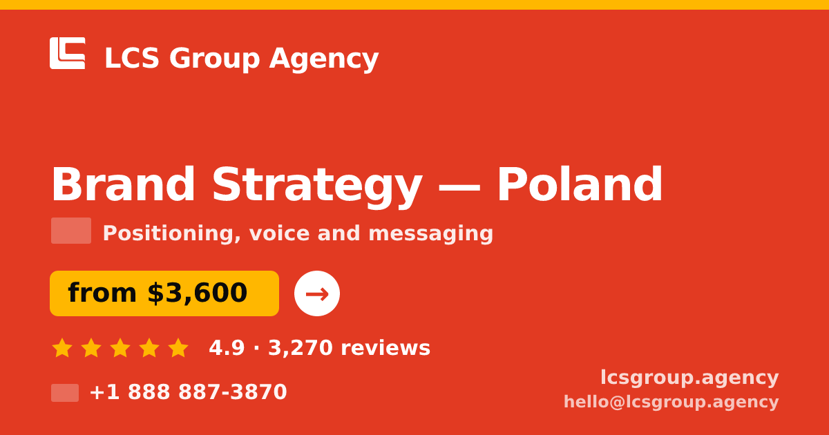 Brand Strategy in Poland — from $3,600, rated 4.9/5 by 3270 clients. LCS Group Agency.