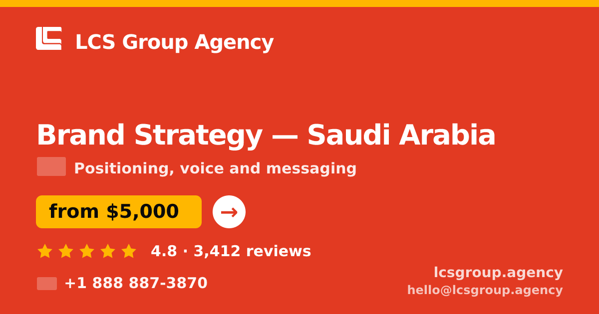Brand Strategy in Jeddah — from $4,800, rated 5/5 by 1139 clients. LCS Group Agency.