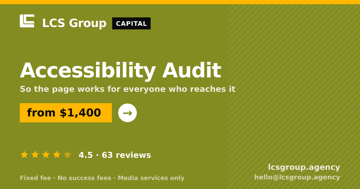 Accessibility Audit — from $1,400, rated 4.5/5 across 63 reviews. LCS Group Agency.