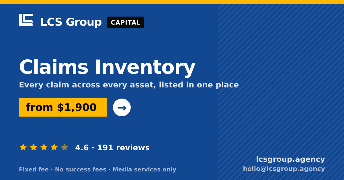 Claims Inventory — from $1,900, rated 4.6/5 across 191 reviews. LCS Group Agency.