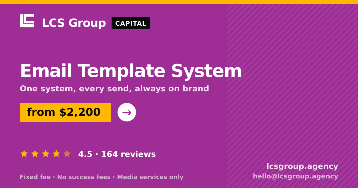 Email Template System — from $2,200, rated 4.5/5 across 164 reviews. LCS Group Agency.