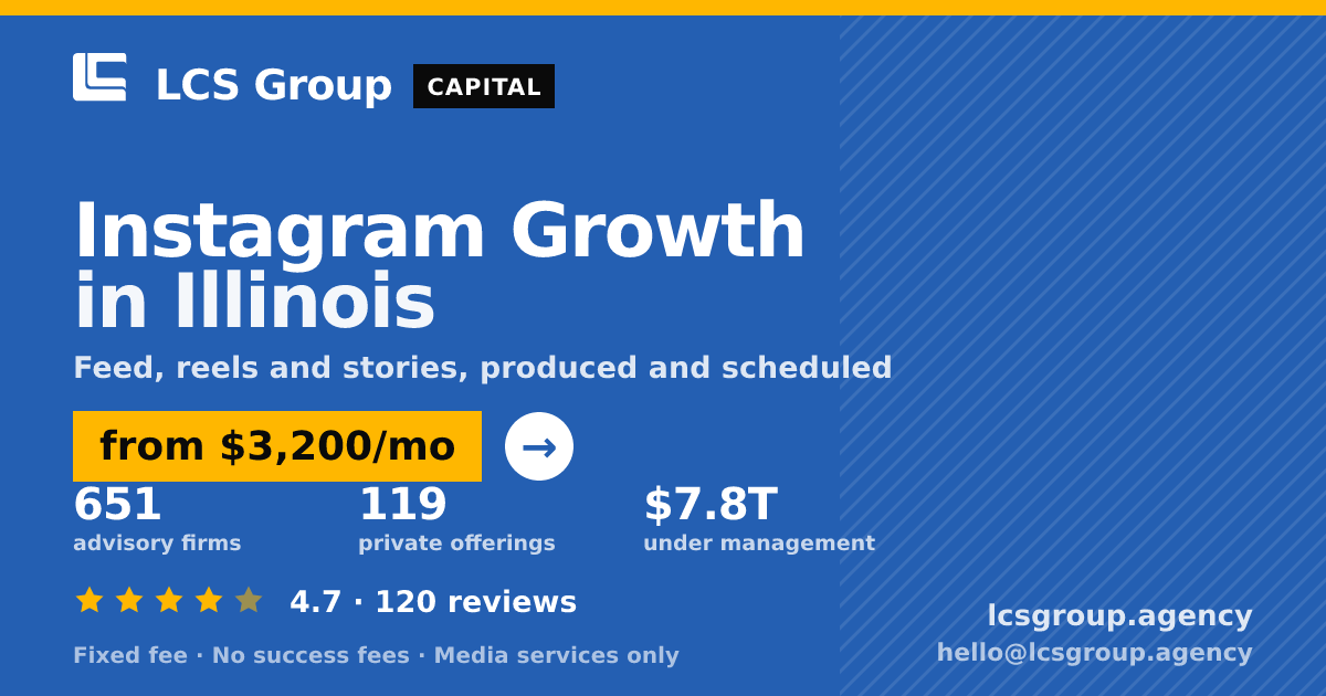 Instagram Growth in Illinois — from $3,200/mo, rated 4.7/5 across 120 reviews. LCS Group Agency.