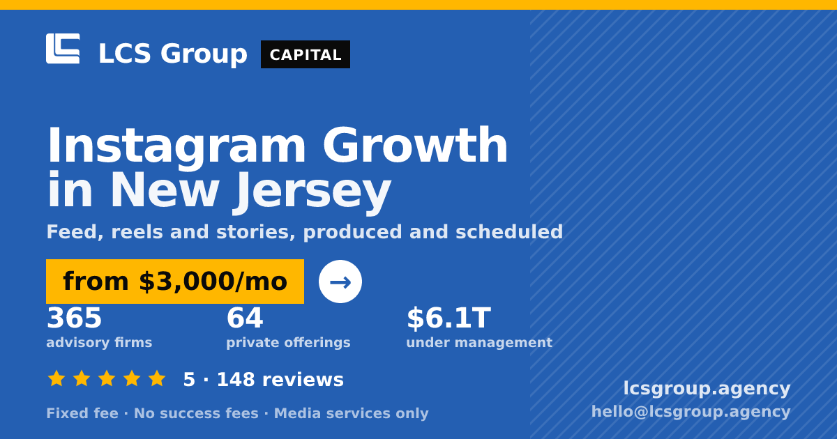 Instagram Growth in New Jersey — from $3,000/mo, rated 5/5 across 148 reviews. LCS Group Agency.