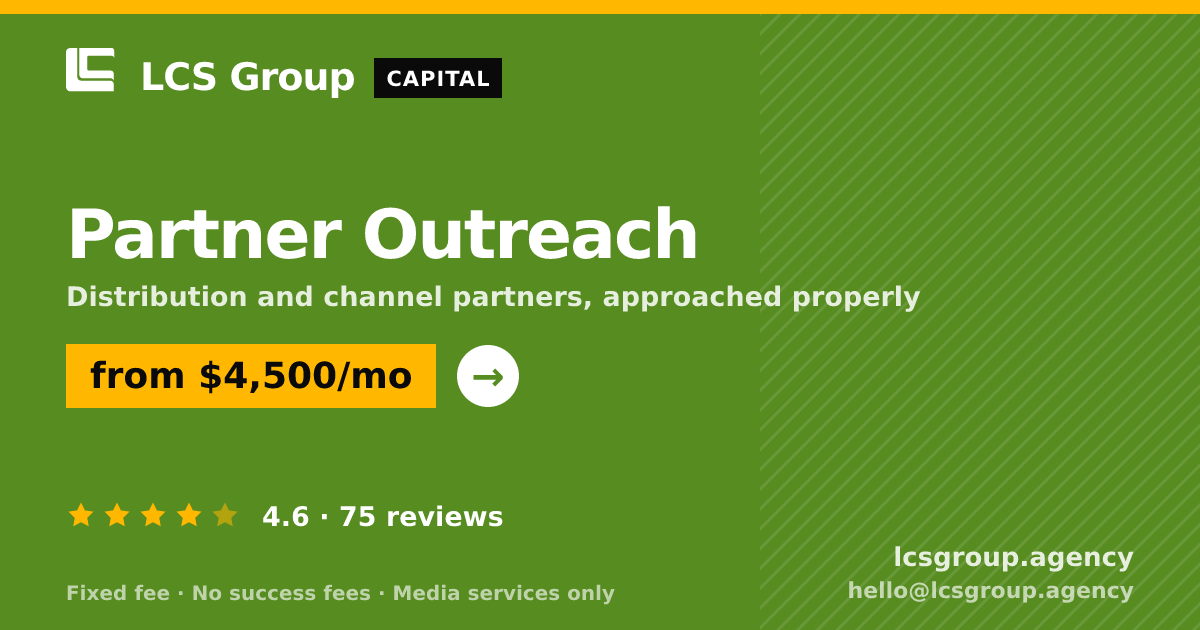 Partner Outreach — from $4,500/mo, rated 4.6/5 across 75 reviews. LCS Group Agency.