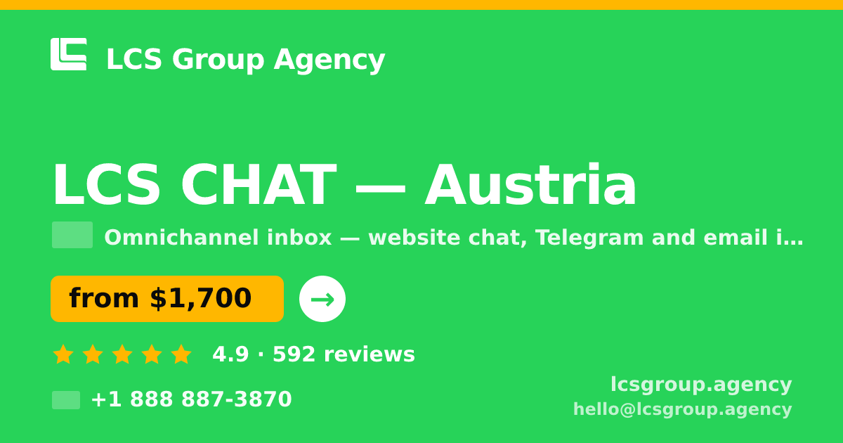LCS CHAT in Austria — from $1,700/mo, rated 4.9/5 by 592 clients. LCS Group Agency.