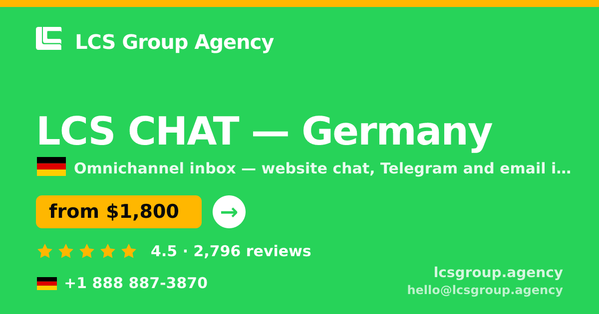 LCS CHAT in Germany — from $1,800/mo, rated 4.5/5 by 2796 clients. LCS Group Agency.