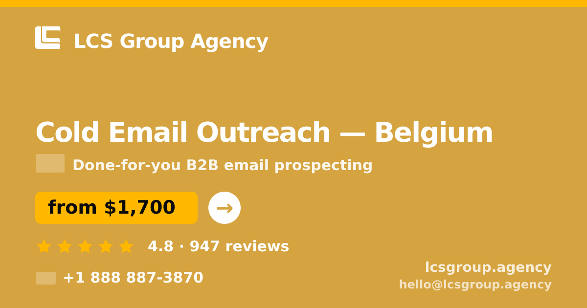 Cold Email Outreach in Ghent — from $1,400/mo, rated 4.8/5 by 934 clients. LCS Group Agency.