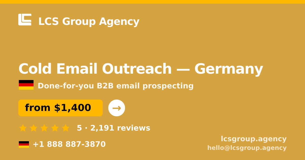 Cold Email Outreach in Berlin — from $1,900/mo, rated 4.8/5 by 1797 clients. LCS Group Agency.
