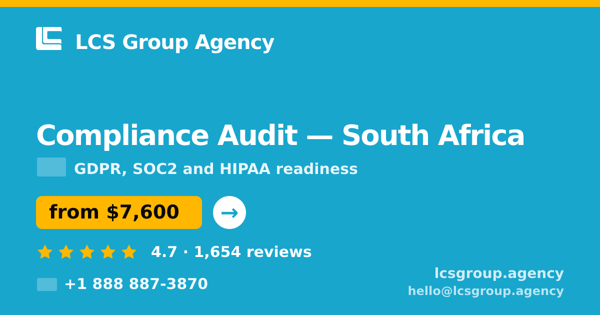 Compliance Audit in South Africa — from $7,600, rated 4.7/5 by 1654 clients. LCS Group Agency.