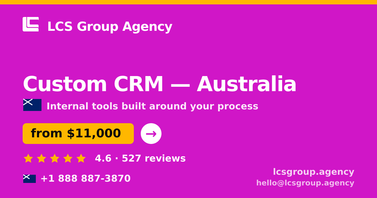 Custom CRM in Melbourne — from $11,000, rated 4.6/5 by 1165 clients. LCS Group Agency.