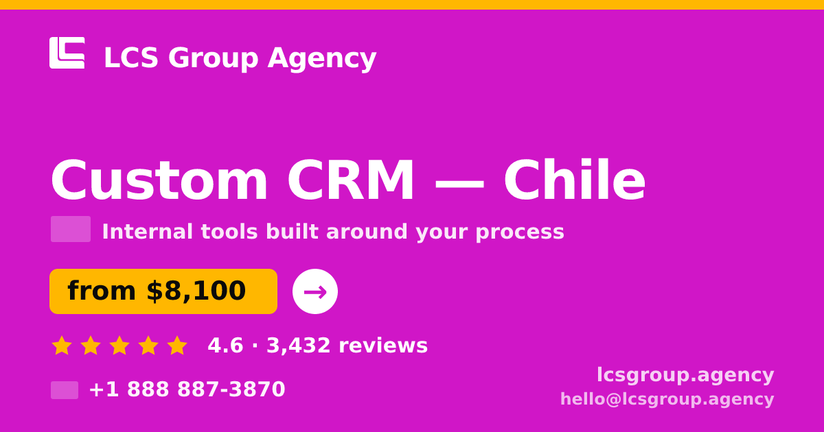 Custom CRM in Chile — from $8,100, rated 4.6/5 by 3432 clients. LCS Group Agency.