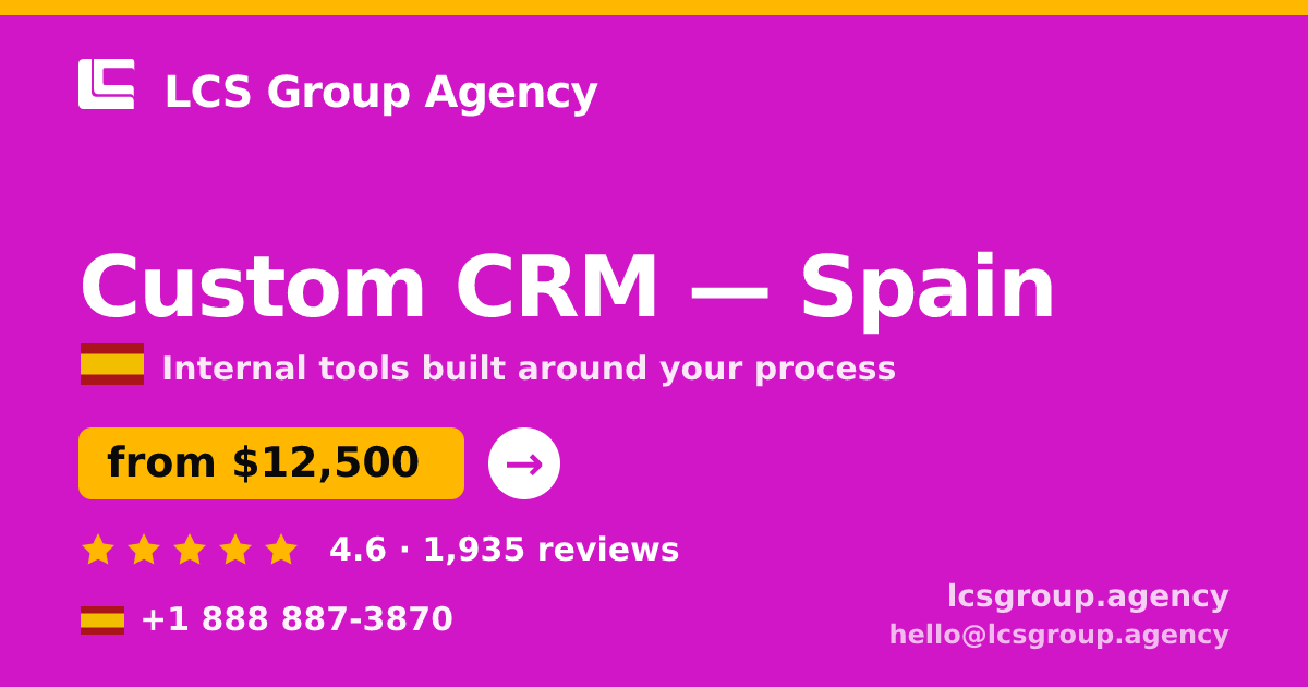 Custom CRM in Spain — from $12,500, rated 4.6/5 by 1935 clients. LCS Group Agency.