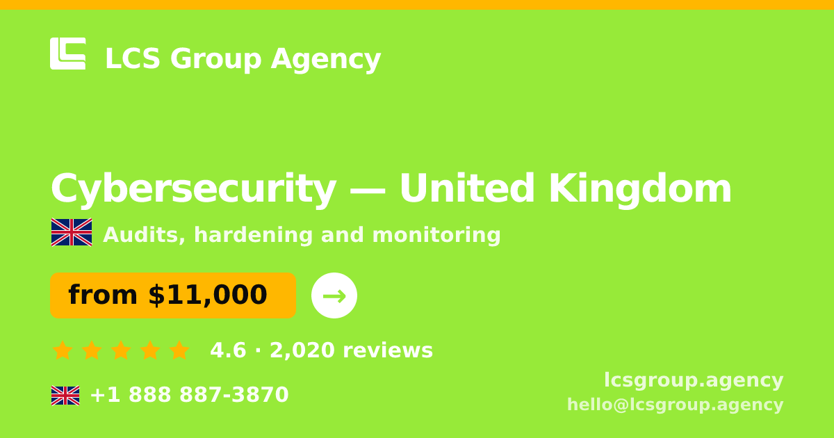 Cybersecurity in Birmingham — from $12,000, rated 5/5 by 767 clients. LCS Group Agency.