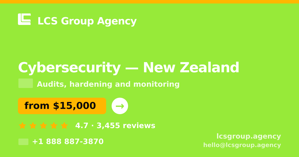 Cybersecurity in Auckland — from $16,000, rated 4.8/5 by 1843 clients. LCS Group Agency.