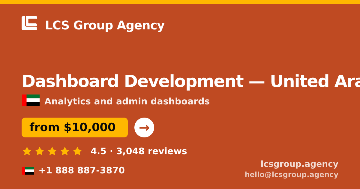 Dashboard Development in United Arab Emirates — from $10,000, rated 4.5/5 by 3048 clients. LCS Group Agency.