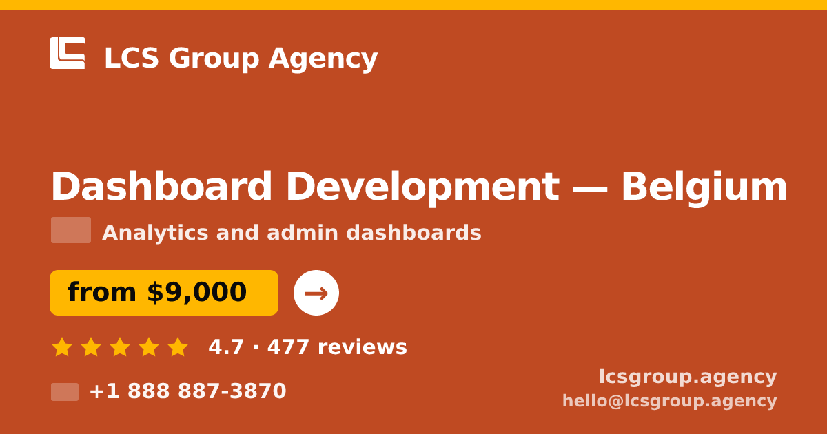 Dashboard Development in Brussels — from $12,000, rated 4.7/5 by 2195 clients. LCS Group Agency.
