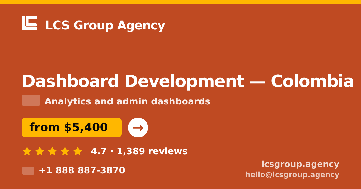 Dashboard Development in Colombia — from $5,400, rated 4.7/5 by 1389 clients. LCS Group Agency.
