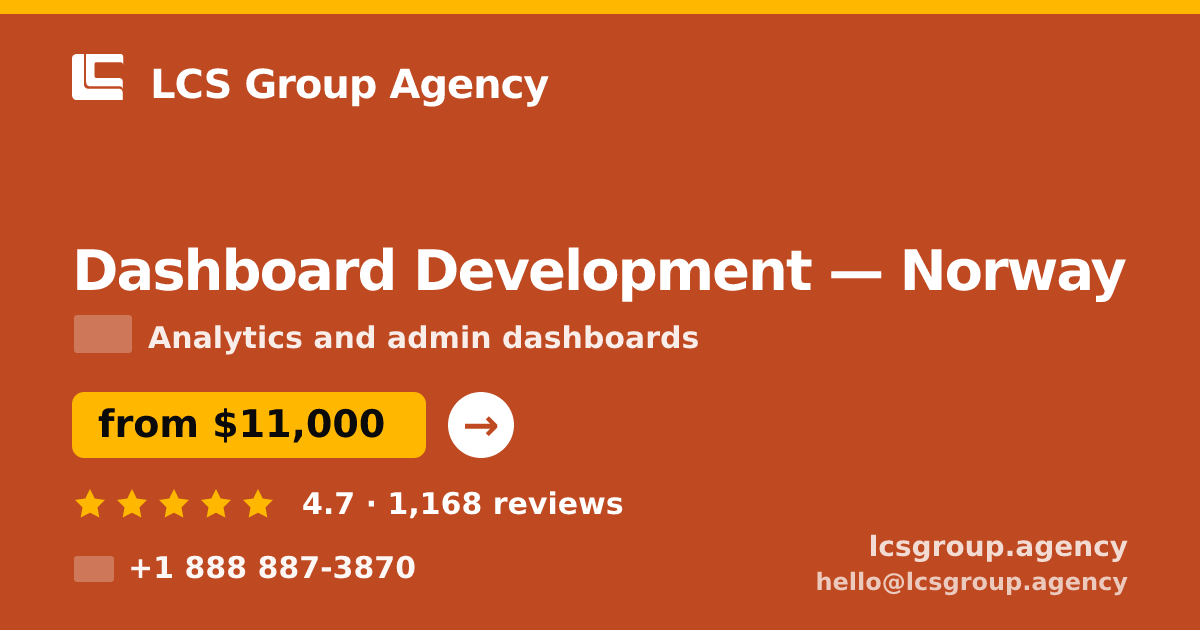 Dashboard Development in Norway — from $11,000, rated 4.7/5 by 1168 clients. LCS Group Agency.