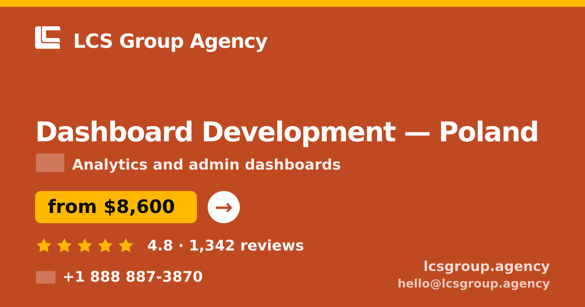 Dashboard Development in Poland — from $8,600, rated 4.8/5 by 1342 clients. LCS Group Agency.