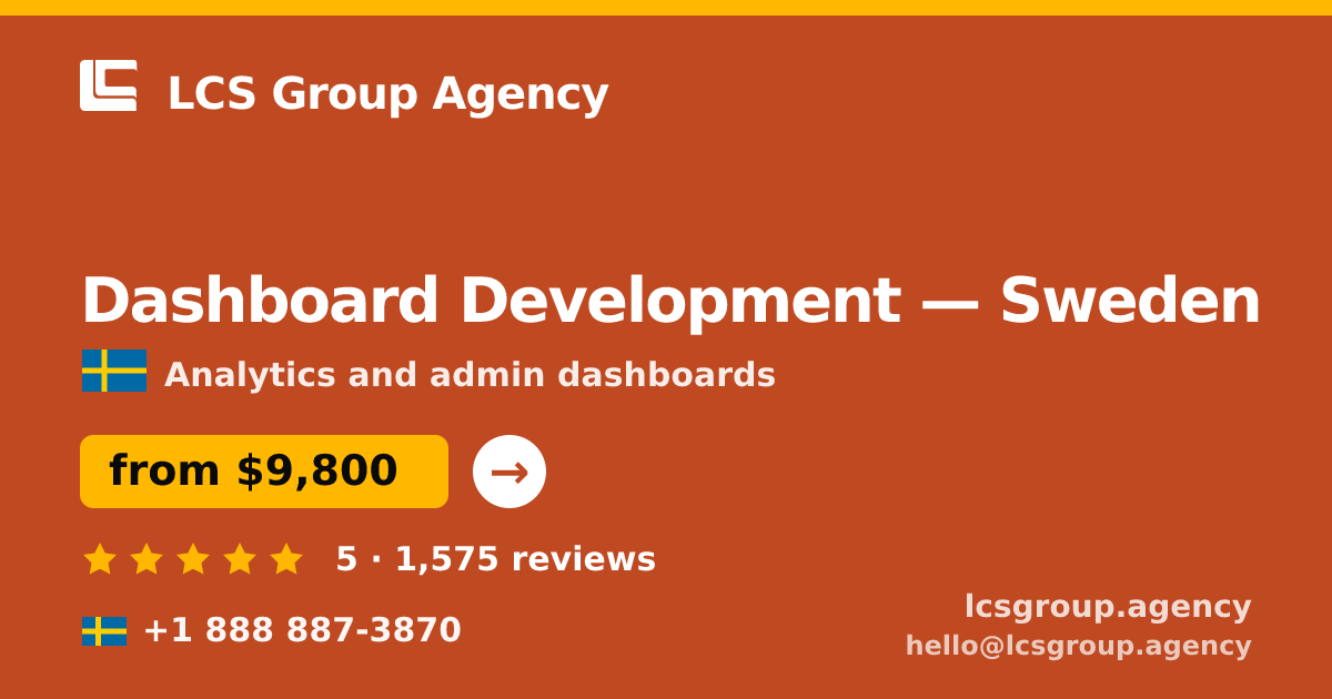 Dashboard Development in Sweden — from $9,800, rated 5/5 by 1575 clients. LCS Group Agency.