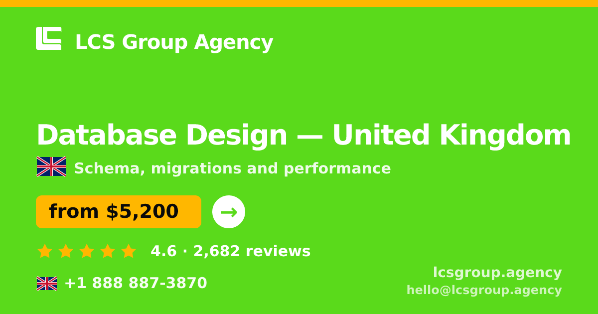 Database Design in Glasgow — from $6,700, rated 4.8/5 by 1773 clients. LCS Group Agency.