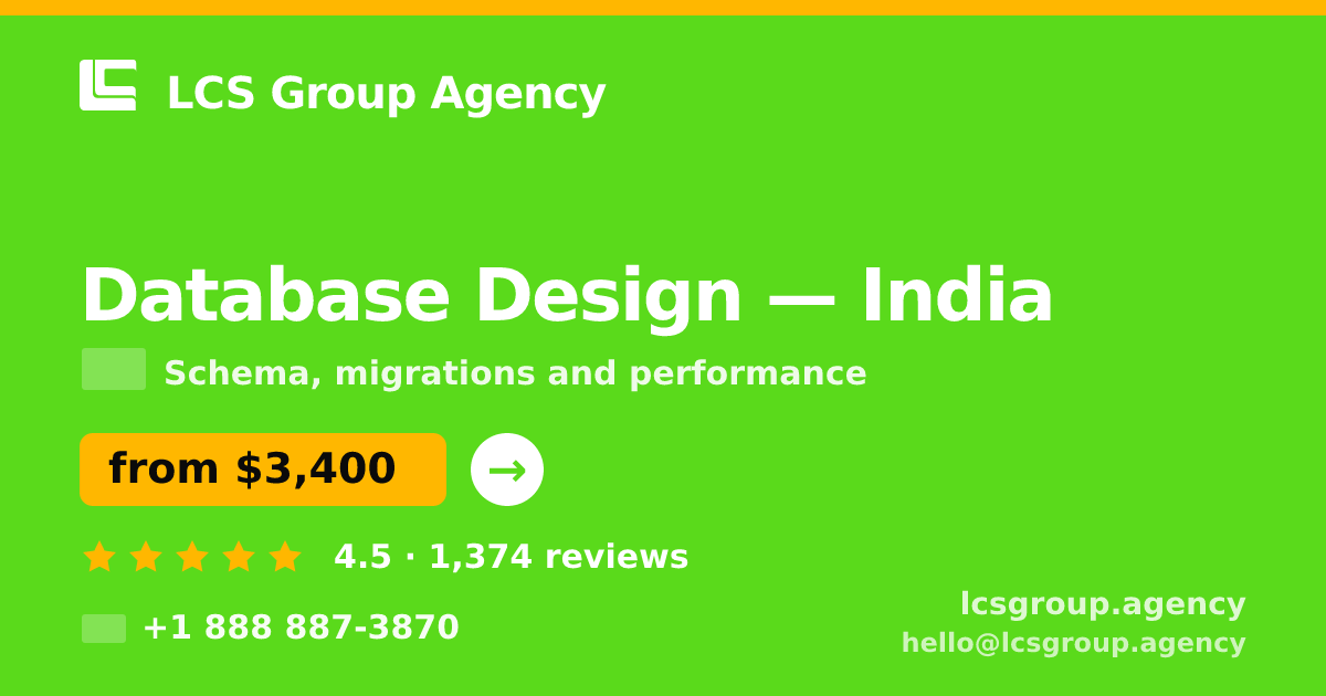 Database Design in Chennai — from $2,100, rated 4.9/5 by 2657 clients. LCS Group Agency.