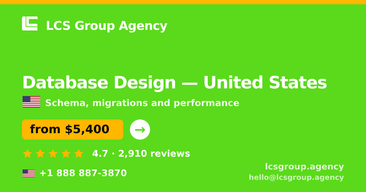 Database Design in San Diego — from $6,700, rated 4.9/5 by 2305 clients. LCS Group Agency.