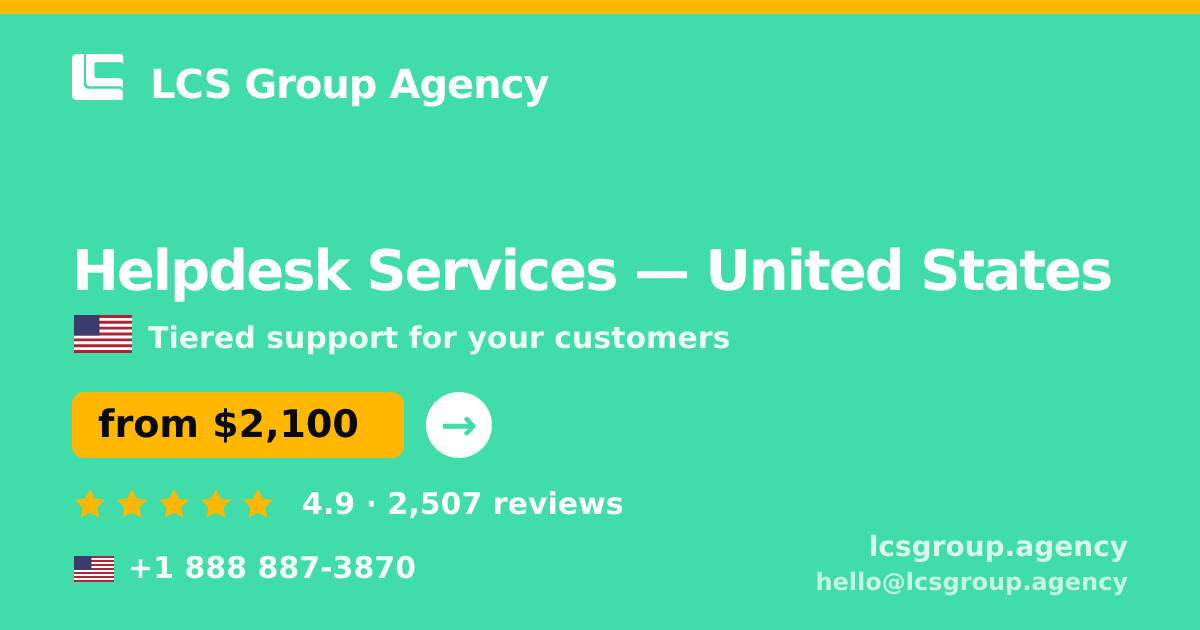 Helpdesk Services in Minneapolis — from $1,900/mo, rated 4.7/5 by 1795 clients. LCS Group Agency.