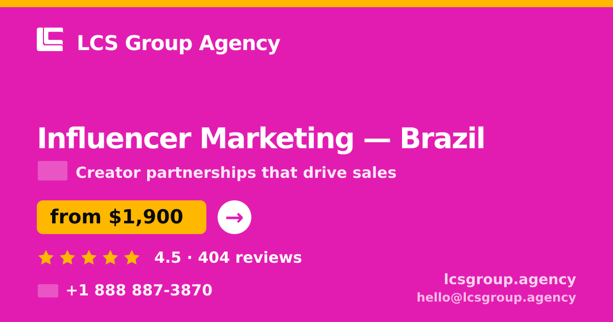 Influencer Marketing in São Paulo — from $1,300/mo, rated 4.6/5 by 2061 clients. LCS Group Agency.