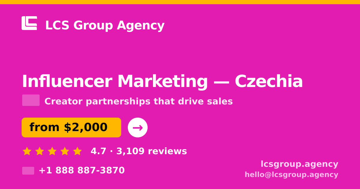 Influencer Marketing in Czechia — from $2,000/mo, rated 4.7/5 by 3109 clients. LCS Group Agency.
